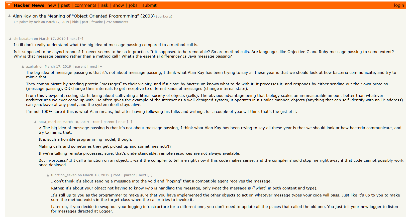 discussion on Alan Kay OOP